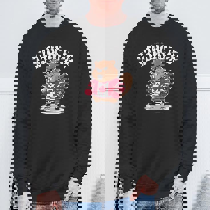 エルボーズ アップ ホッケー ビーバー カナダ人 誇り高き北 強くて自由 スウェットシャツ 高齢者への贈り物