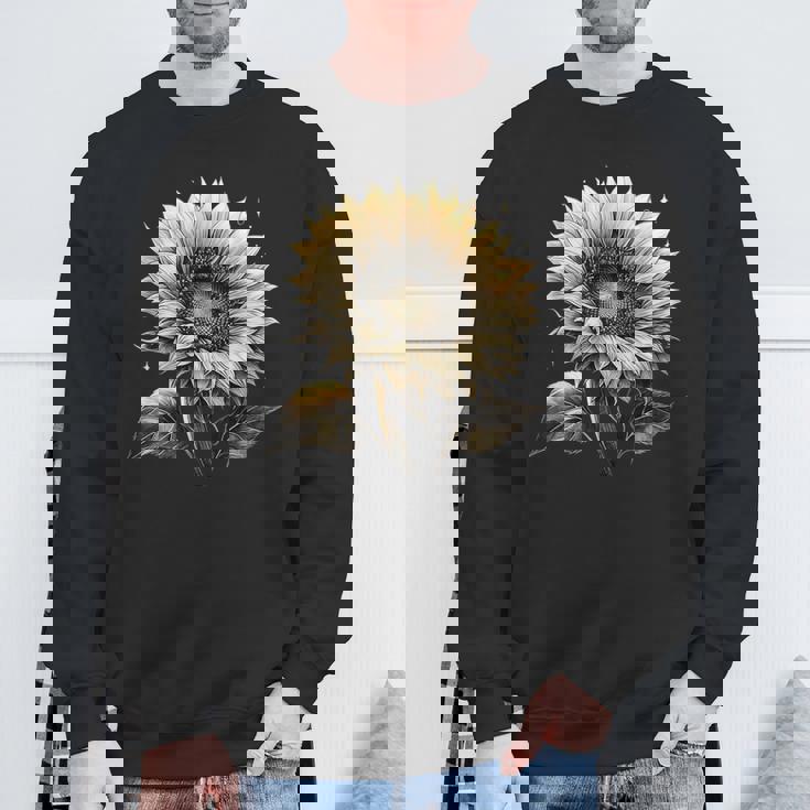 エレガントなビンテージひまわり植物芸術 スウェットシャツ 高齢者への贈り物
