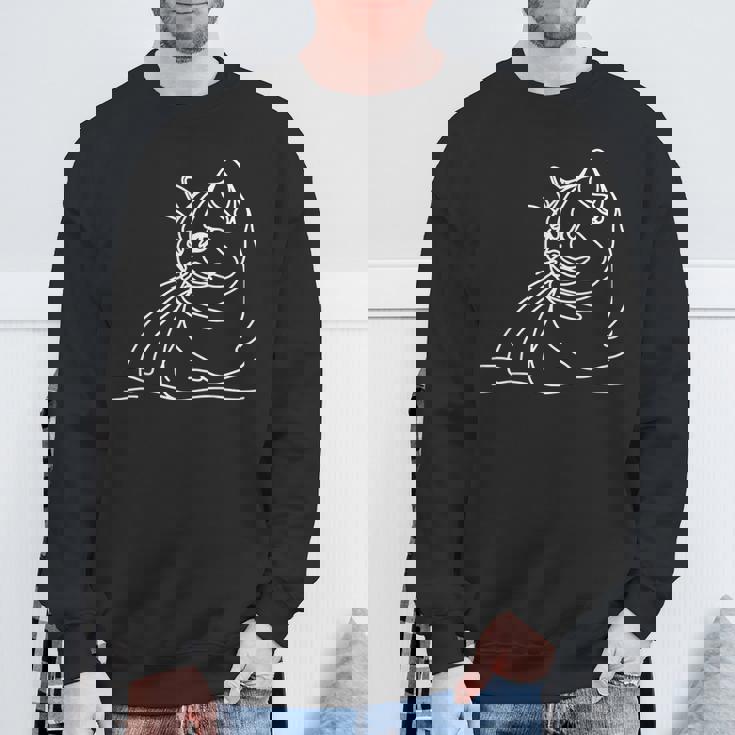 エレガントなラインアート ブリティッシュショートヘアの猫 スウェットシャツ 高齢者への贈り物