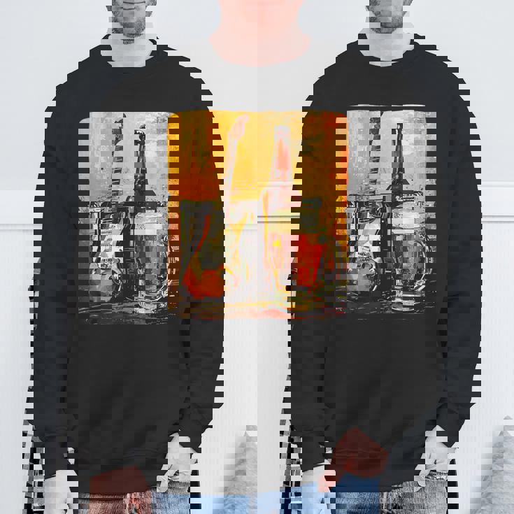 エレキギター好きのための酒とビールのロックギター スウェットシャツ 高齢者への贈り物