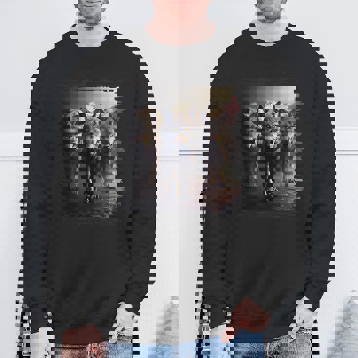 オオカミの部族 野生動物 ウルフ マウンテン スウェットシャツ 高齢者への贈り物