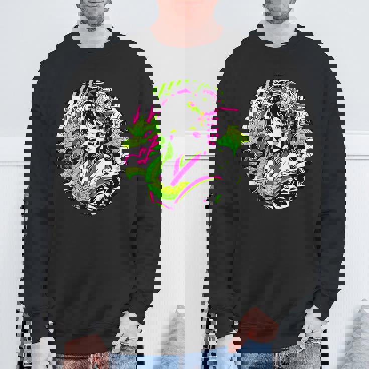 オタク愛好家のためのドラゴンボンド付きカワイイアニメ芸者 スウェットシャツ 高齢者への贈り物