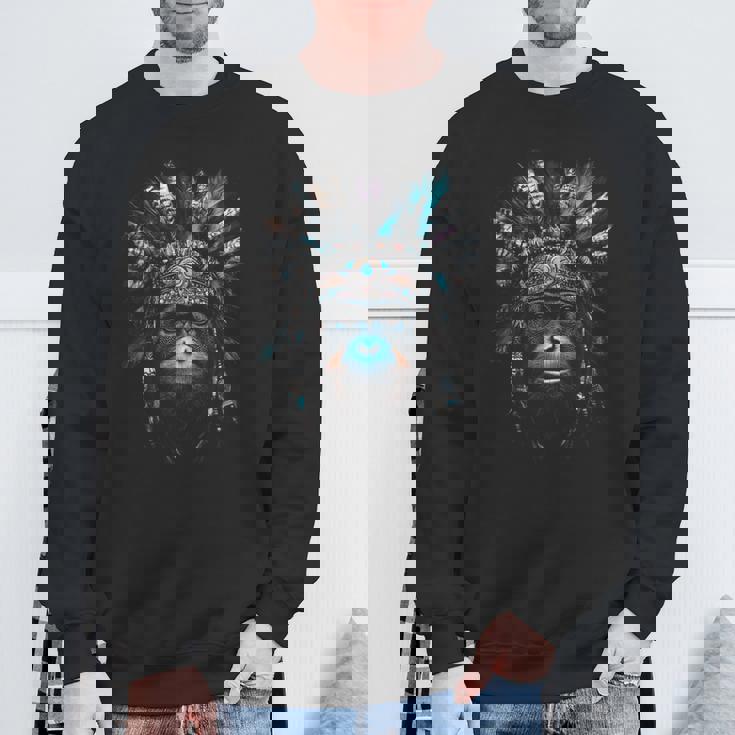 オランウータン ネイティブアメリカン ヘッドドレス 野生動物愛好家 スウェットシャツ 高齢者への贈り物