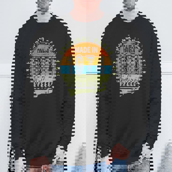 オリジナルパーツ 1974年生まれ ヴィンテージ 50歳 誕生日 レトロ スウェットシャツ 高齢者への贈り物