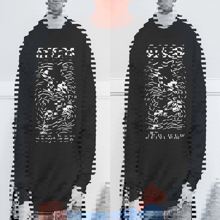 オルカのセラピー キュートなクジラ 面白い言葉 スウェットシャツ 高齢者への贈り物