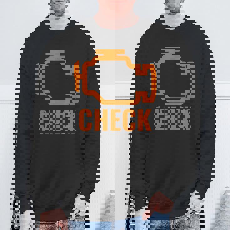 オレンジ色の車のエンジンダッシュボード警告灯 面白いメカニック。 スウェットシャツ 高齢者への贈り物