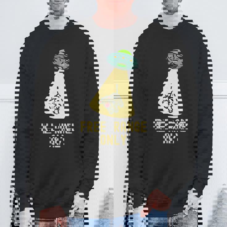 オーガニックフード 面白い Ufo エイリアン 誘拐牛 スウェットシャツ 高齢者への贈り物