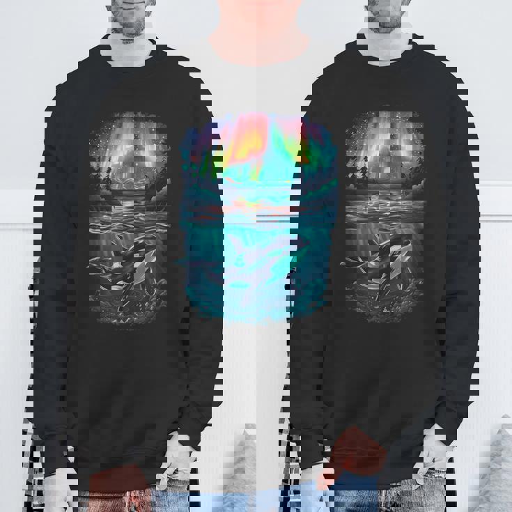 オーロラシャチが特徴のオルカ。 スウェットシャツ 高齢者への贈り物