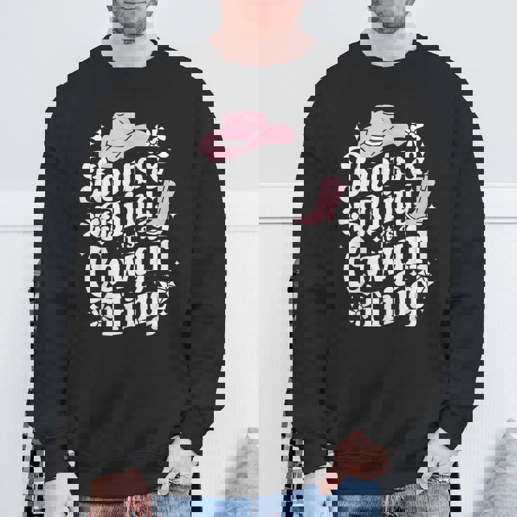 カウガールブーツ、キラキラ、カントリーミュージックギフト スウェットシャツ 高齢者への贈り物