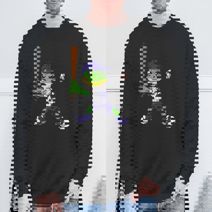 カエルの野球、カエルの野球、カエルの野球選手 スウェットシャツ 高齢者への贈り物
