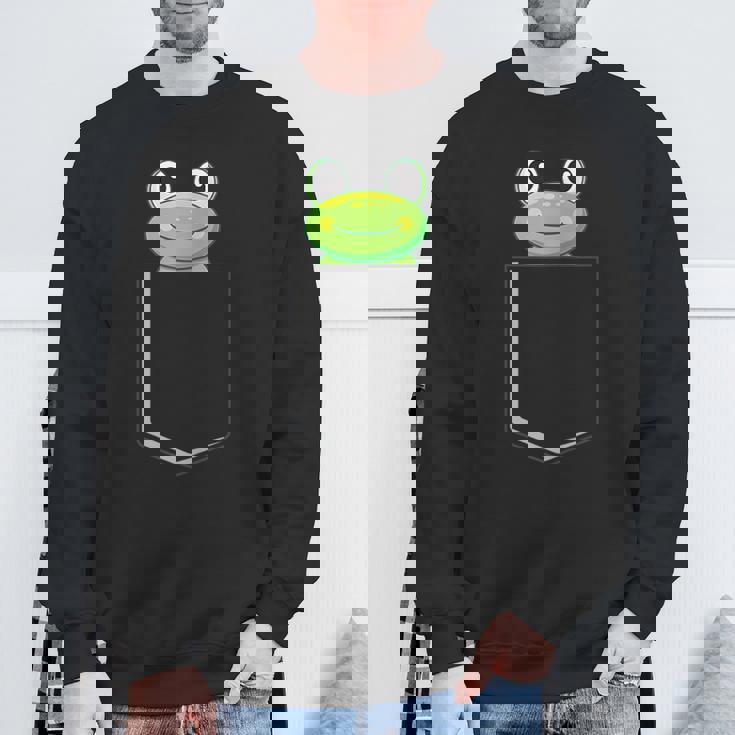 カエルポケットにカエルポケットペットカエルグリーンカエルポケット スウェットシャツ 高齢者への贈り物