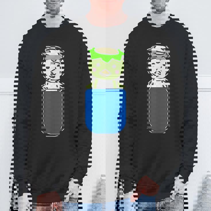 カッパ くん『いん・ざ・ぽけっと』河童【どうぶつフレンズ】きゅうり 妖怪 ゆるくて かわいい イラスト スウェットシャツ 高齢者への贈り物