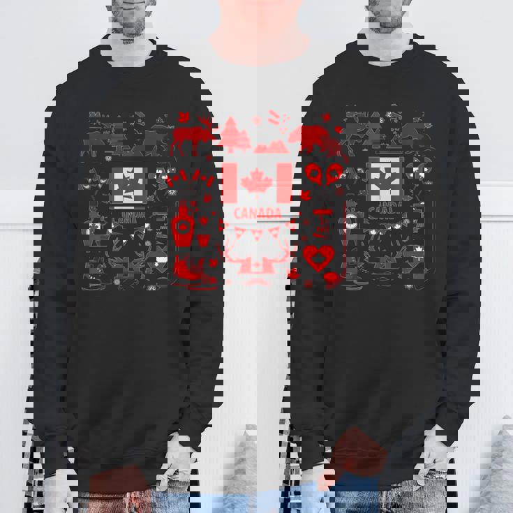 カナダ国旗tシャツ、カナダtシャツ、カナダ国旗、カナダ地図 スウェットシャツ 高齢者への贈り物