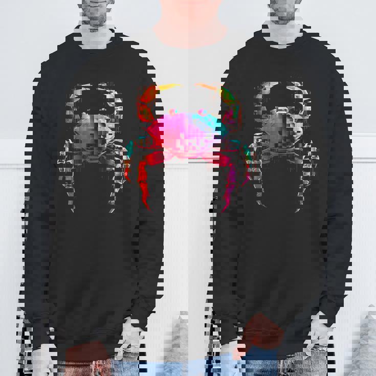 カニ カラフル 幾何学 動物 アート グラフィック モチーフ カニ スウェットシャツ 高齢者への贈り物