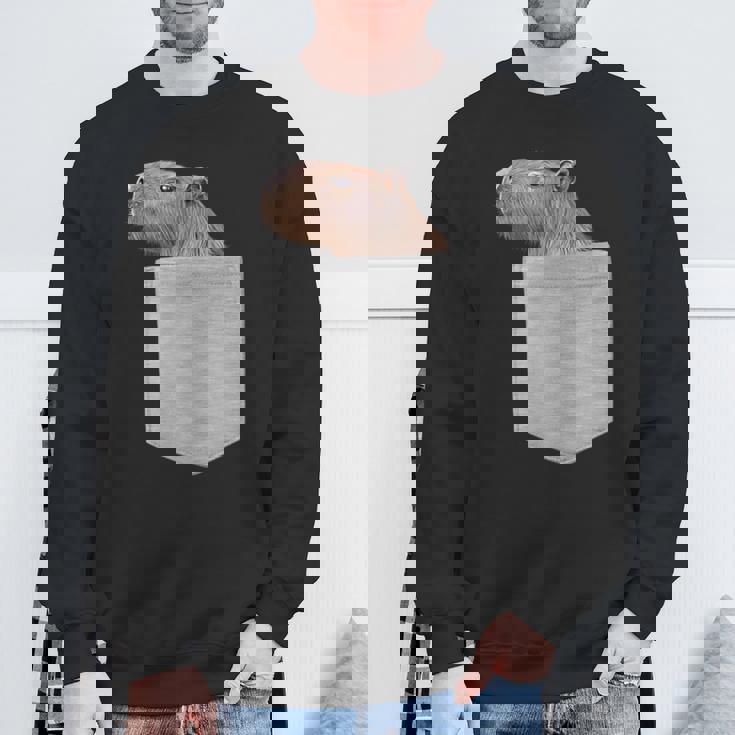 カピバラ フェイク ポケット カピバラ げっ歯類 げっ歯類 アニマル ノベルティ スウェットシャツ 高齢者への贈り物