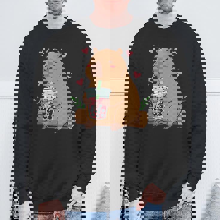 カピバラ ボバ バブルティー キッズ ガールズ キッズ カワイイ カピバラ スウェットシャツ 高齢者への贈り物