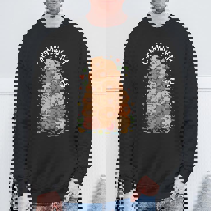 カピバラ山 かわいい 寝ているカピバラの恋人 スウェットシャツ 高齢者への贈り物