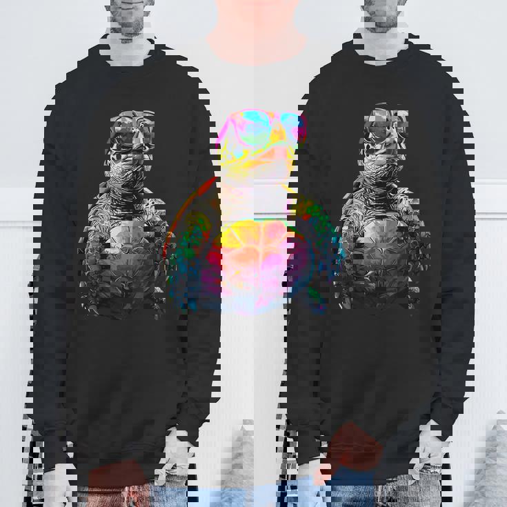 カメ カラフル Popart レインボー 爬虫類 かわいい亀 スウェットシャツ 高齢者への贈り物