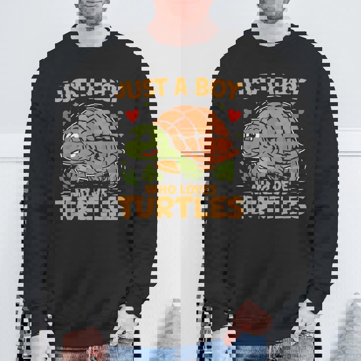 カメが大好きな少年 スウェットシャツ 高齢者への贈り物