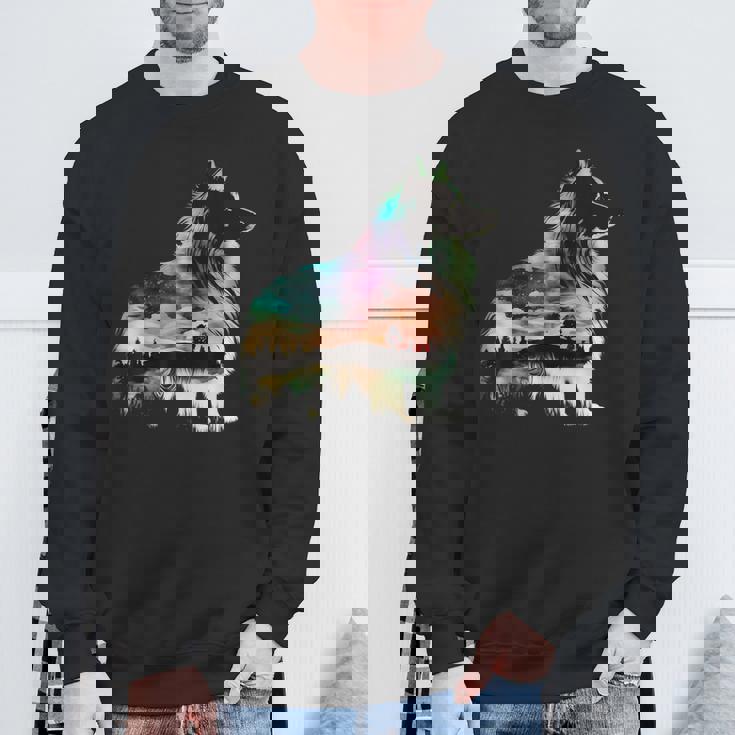 カラフル シェルティ 自然 シェットランド シープドッグ 反射 スウェットシャツ 高齢者への贈り物