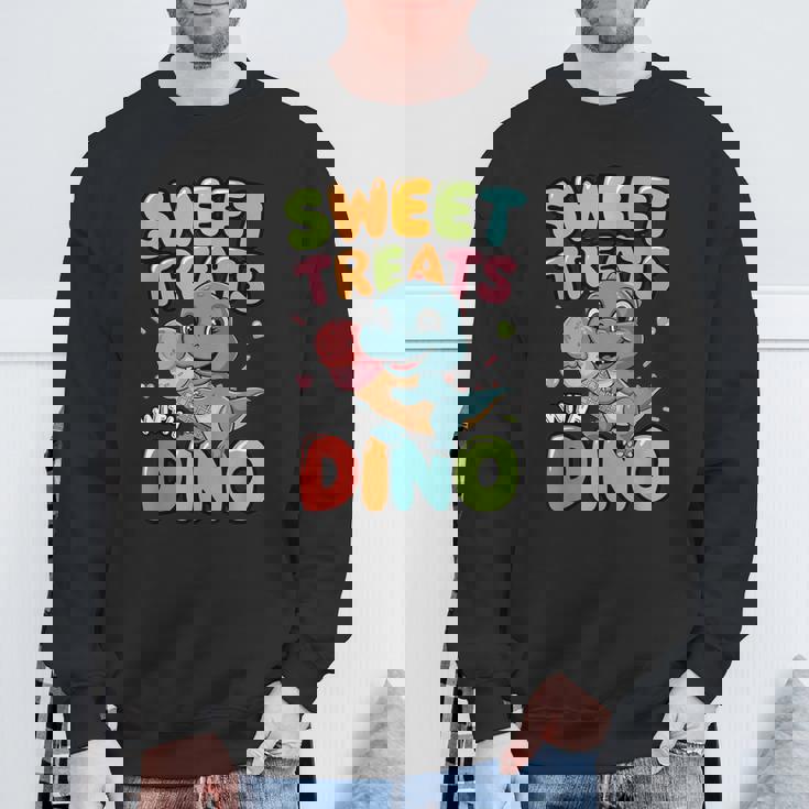 カラフル スイート おやつ 恐竜 かわいい 恐竜 デザート アイスクリーム スウェットシャツ 高齢者への贈り物