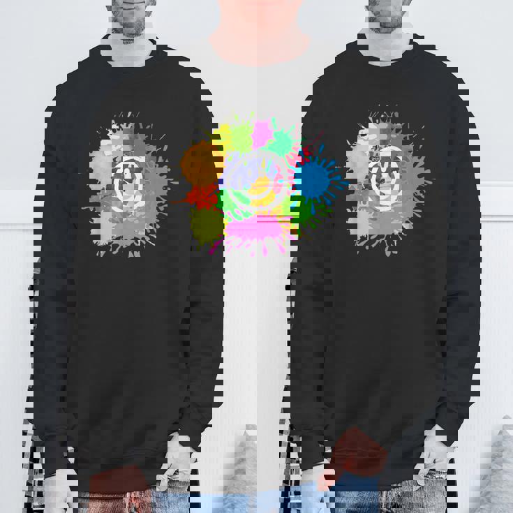 カラフル スプラッター ペイント 水彩 スマイル フェイス ユニセックス スウェットシャツ 高齢者への贈り物