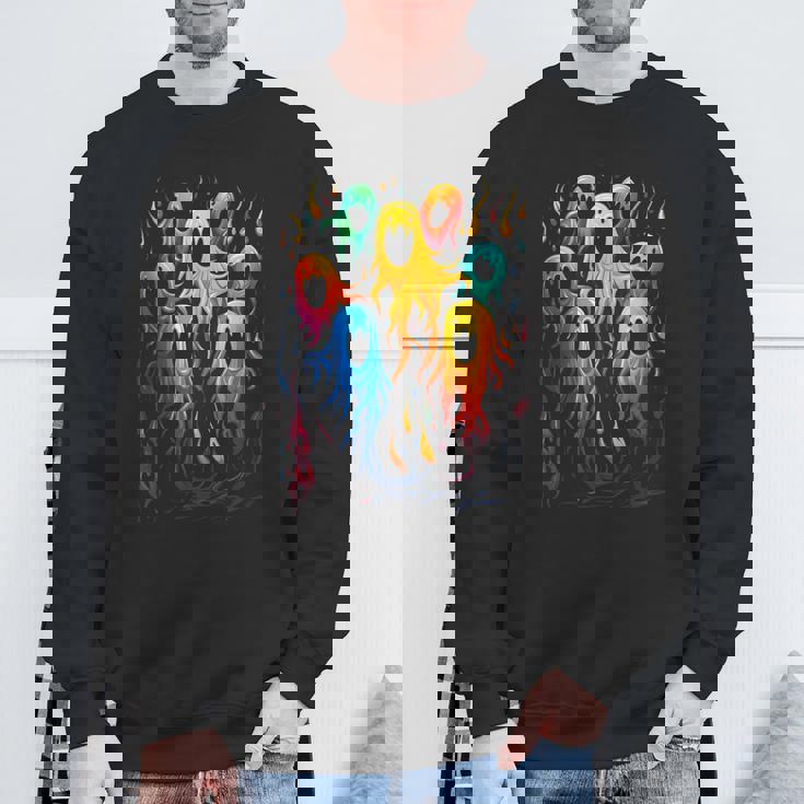 カラフル ハロウィン 幽霊 面白いグラフィックtシャツ スウェットシャツ 高齢者への贈り物