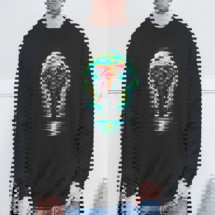 カラフル 象 精霊 動物 かっこいい イラスト アート スウェットシャツ 高齢者への贈り物