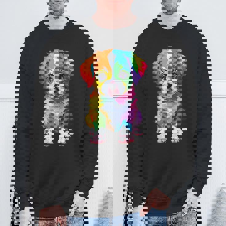 カラフルなかわいい子犬 愛らしい犬 スウェットシャツ 高齢者への贈り物