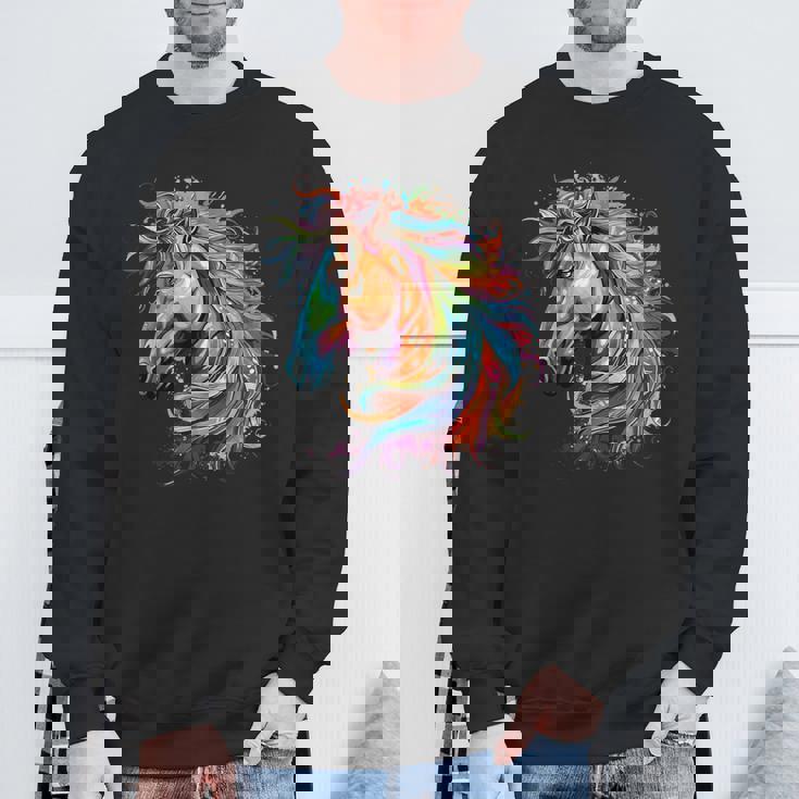 カラフルなアイルランドのドラフト馬愛好家スプラッシュアート スウェットシャツ 高齢者への贈り物