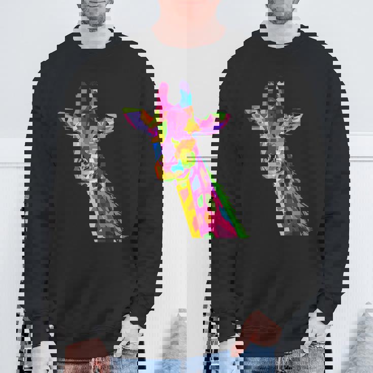 カラフルなキリン愛動物愛キリン スウェットシャツ 高齢者への贈り物