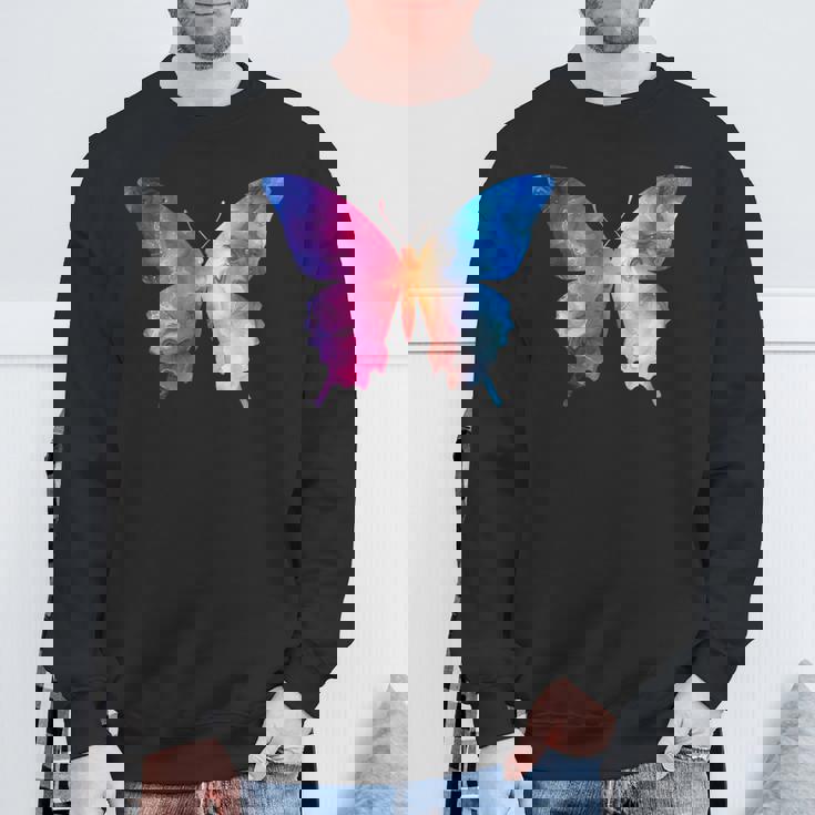 カラフルなシルエット抽象的な水彩蝶 スウェットシャツ 高齢者への贈り物