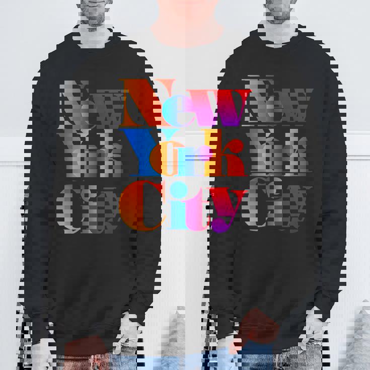 カラフルなニューヨークシティファッショングラフィックtシャツ、ニューヨーク市 スウェットシャツ 高齢者への贈り物