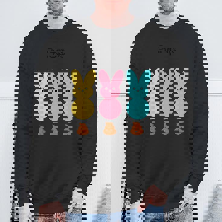 カラフルなマシュマロバニーのうんち スウェットシャツ 高齢者への贈り物