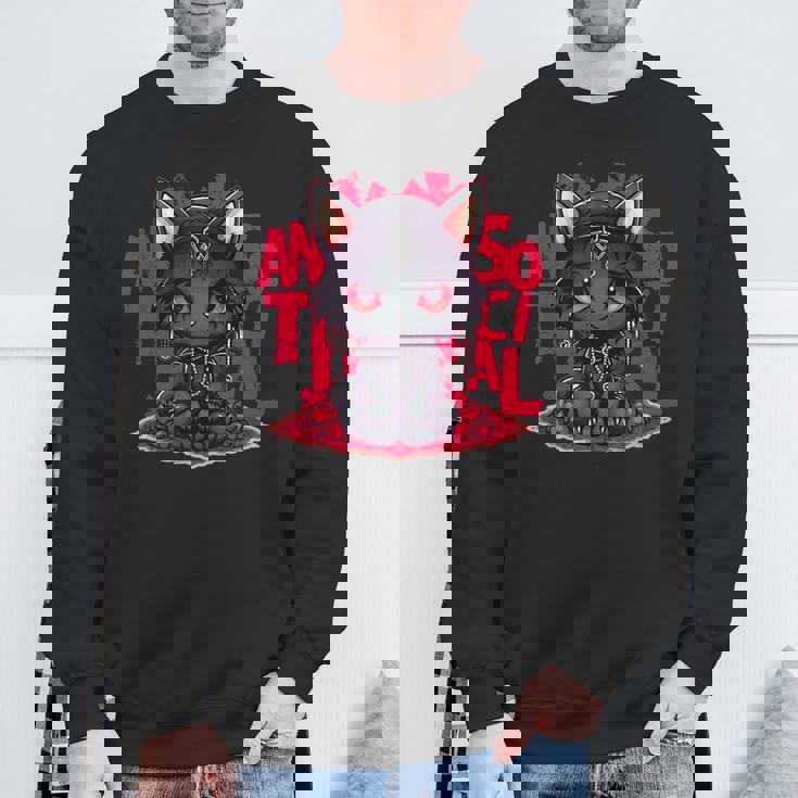 カワイイアニメ ゴシックキャット 反社会的 内向性 メンヘラ スウェットシャツ 高齢者への贈り物