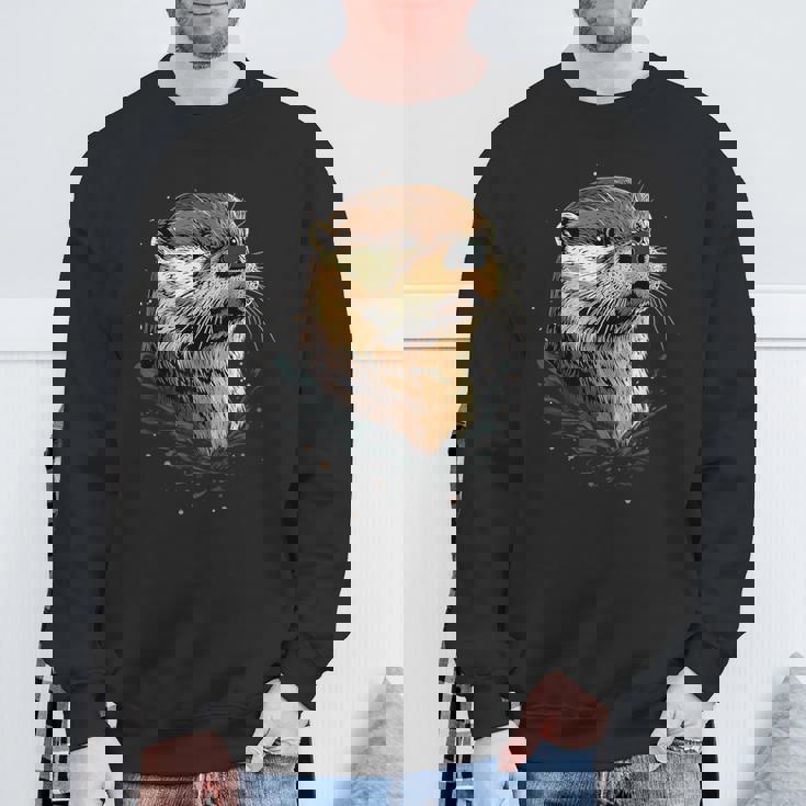 カワウソ モチーフ アイ・ラブ・ラッコ ラッコ・マーチン スウィート・ラッコ スウェットシャツ 高齢者への贈り物