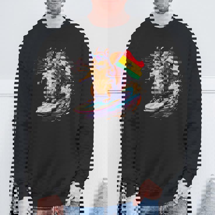 ガーナ プライド サーフィン リス ガーナのルーツ ガーナ国旗 スウェットシャツ 高齢者への贈り物