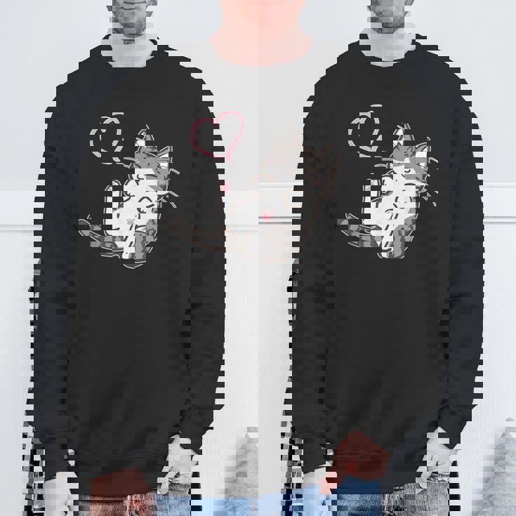 キジ白猫ぐっすり眠る猫ちゃん 猫好き スウェットシャツ 高齢者への贈り物