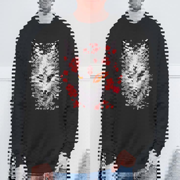 キツネ キツネ キツネ マスク アニメ カワイイ 桜 花 スウェットシャツ 高齢者への贈り物