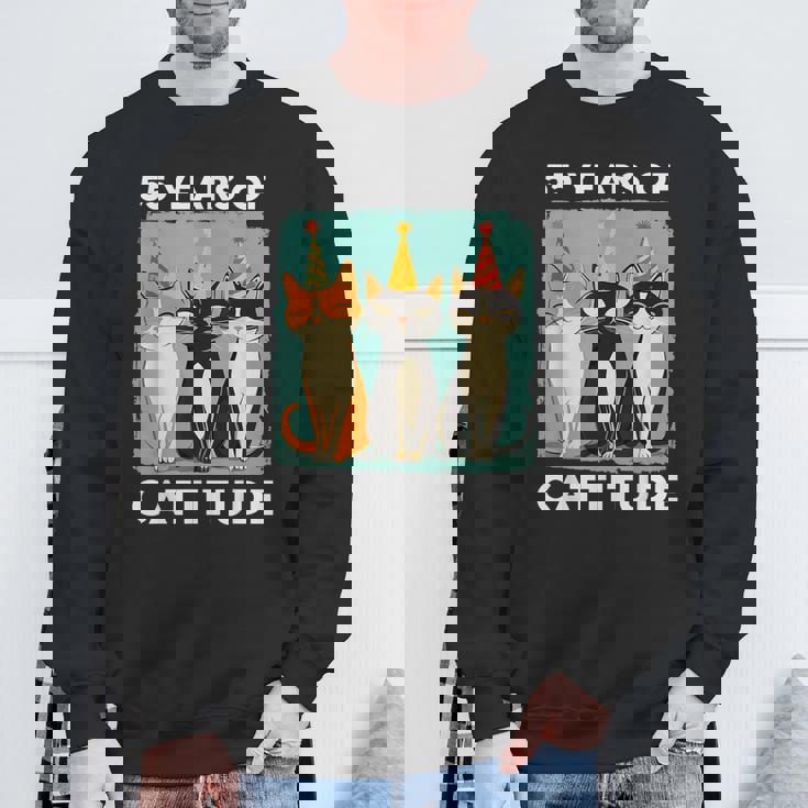 キャティチュード55歳 55歳の誕生日 猫好き 55歳 スウェットシャツ 高齢者への贈り物