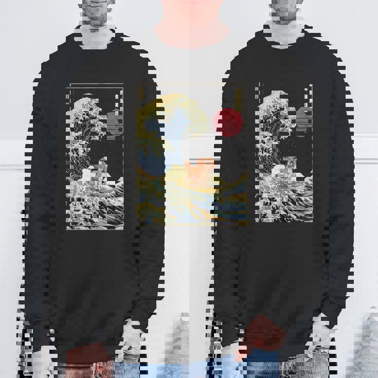 キャバリア王チャールズ・スパニエル 日本神奈川波 面白い スウェットシャツ 高齢者への贈り物