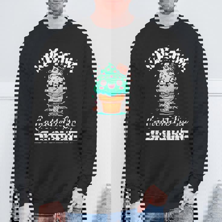 キュート アイラブミント チョコチップス アイスクリーム好き 夏 パーティー スウェットシャツ 高齢者への贈り物