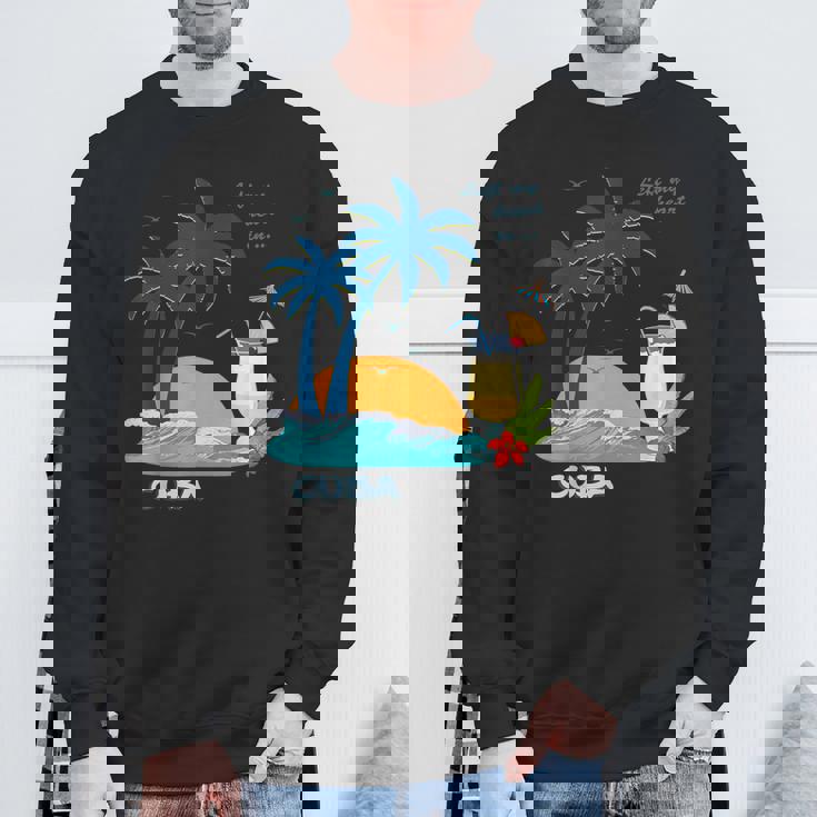 キューバ 熱帯の風景 ハバナ ギフト お土産 カリブ海 ヤシの木 冒険 スウェットシャツ 高齢者への贈り物