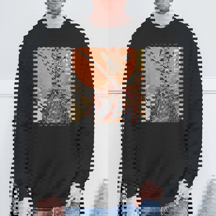 キリン 動物 日本美術 侍 浮世絵 スウェットシャツ 高齢者への贈り物