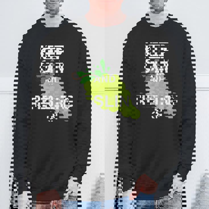 キープ・カームとリースリング・オン・ワイン スウェットシャツ 高齢者への贈り物