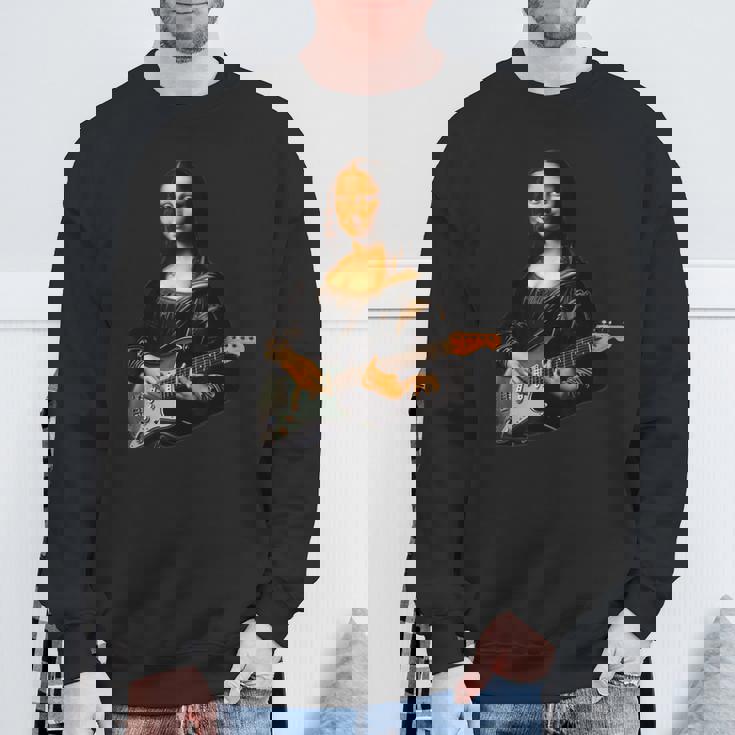 ギター 面白tシャツ モナリザ おもしろ ギタリスト 服 音楽 メンズ キッズ ネタ 服 軽音 楽器 エレキ スウェットシャツ 高齢者への贈り物