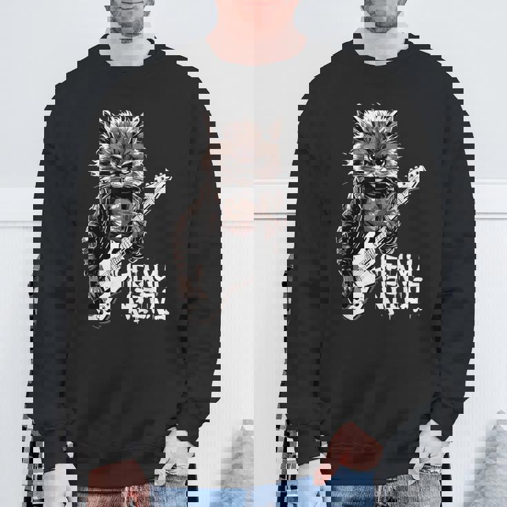 ギターを弾く猫 ヘヴィメタル ロックキャット おもしろギタリスト スウェットシャツ 高齢者への贈り物