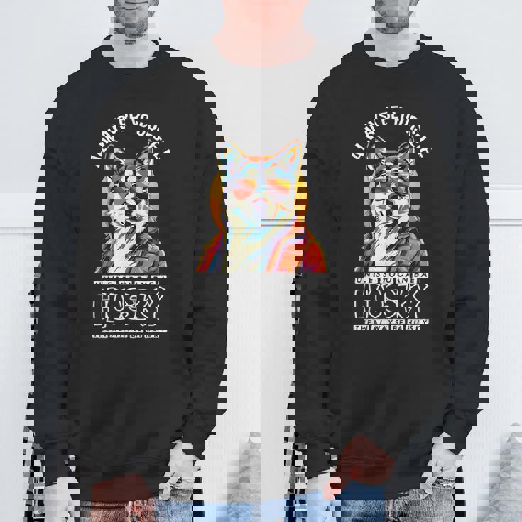 ギャングスタ ハスキー 犬 飼い主 犬 ラブ ハスキー かわいい シベリアンハスキー スウェットシャツ 高齢者への贈り物