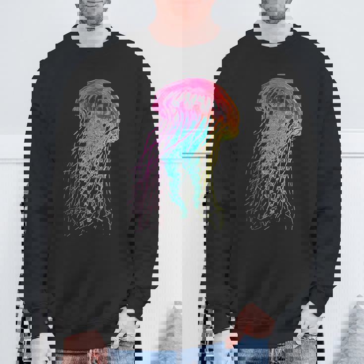 クラゲ カラフル ファンタジー 動物 アート グラフィック クラゲ スウェットシャツ 高齢者への贈り物