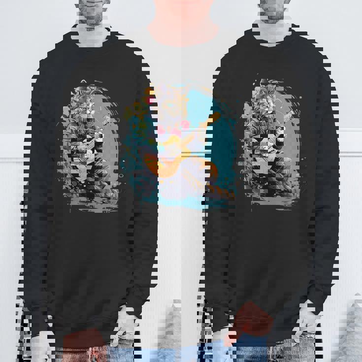 クラシックギターを弾く猫 猫 ギター 音楽 スウェットシャツ 高齢者への贈り物